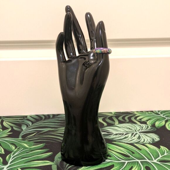 $5 Item! Size 8.5 Purple Floral Fimo Clay Ring - Picture 2 of 6